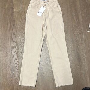 Zara Cream Straight Leg Jeans